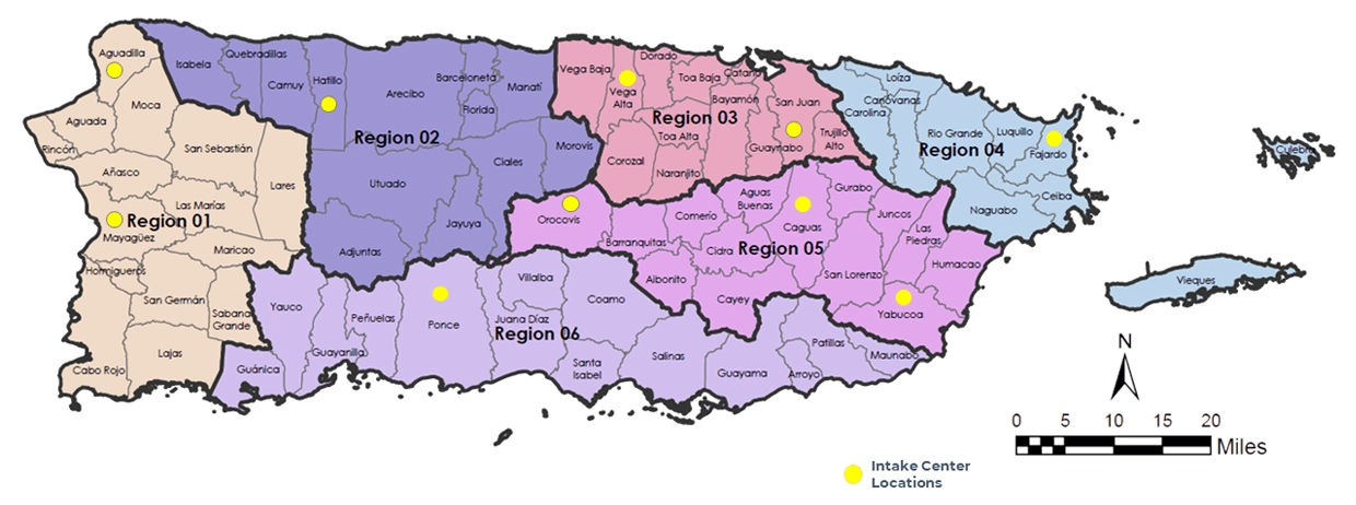 Map showing intake locations for NEP.